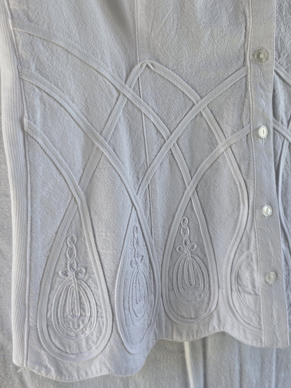 Peck & Peck White Embroidered Button-Down Blouse Cotton Tailored Fit Womens Sz L - Picture 8 of 11